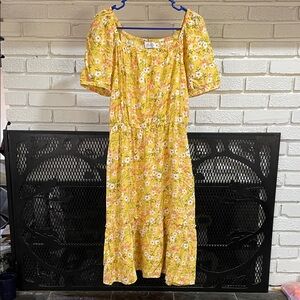 Place Yellow Floral Midi Dress
